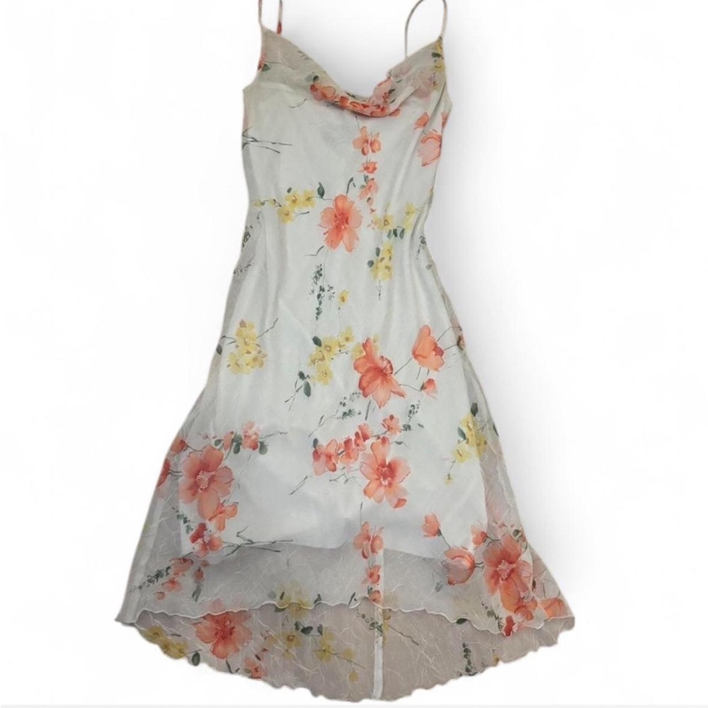 Vintage 90s chiffon bias cut floral maxi dress